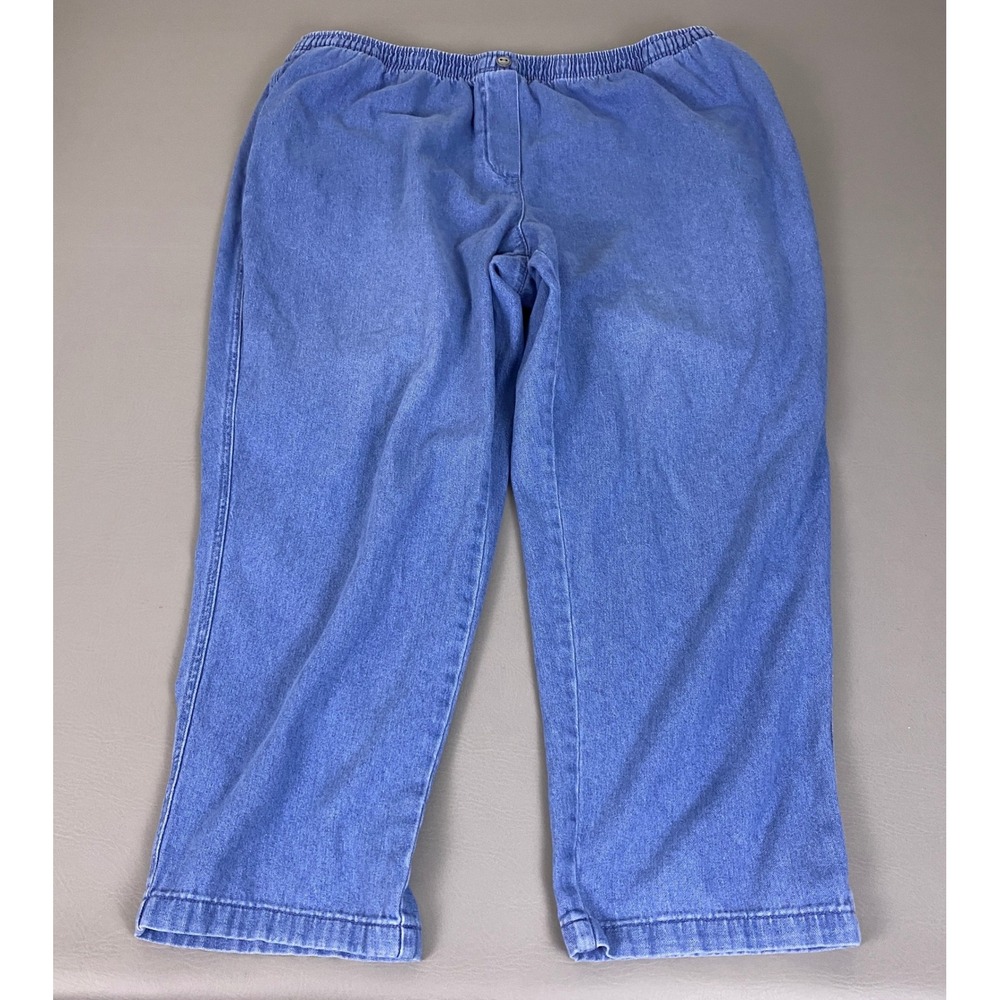Woman Within Pull On Jeans Plus Size 28W Blue Cotton  Elastic Waist Relaxed
